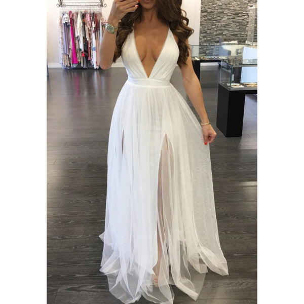 white chiffon maxi dresses