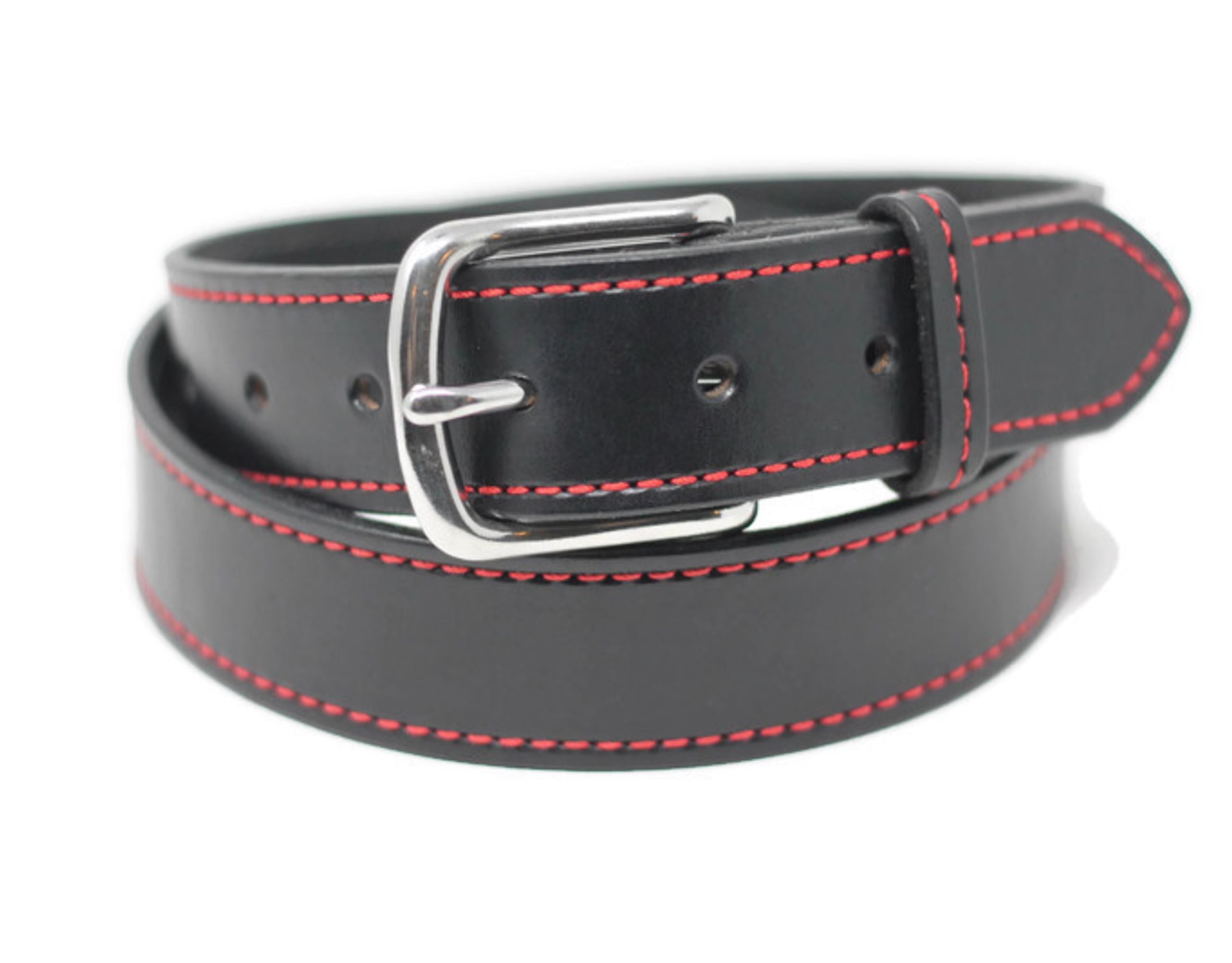 Black Stitched Belt - Red Stitching – Fontana Leather Design