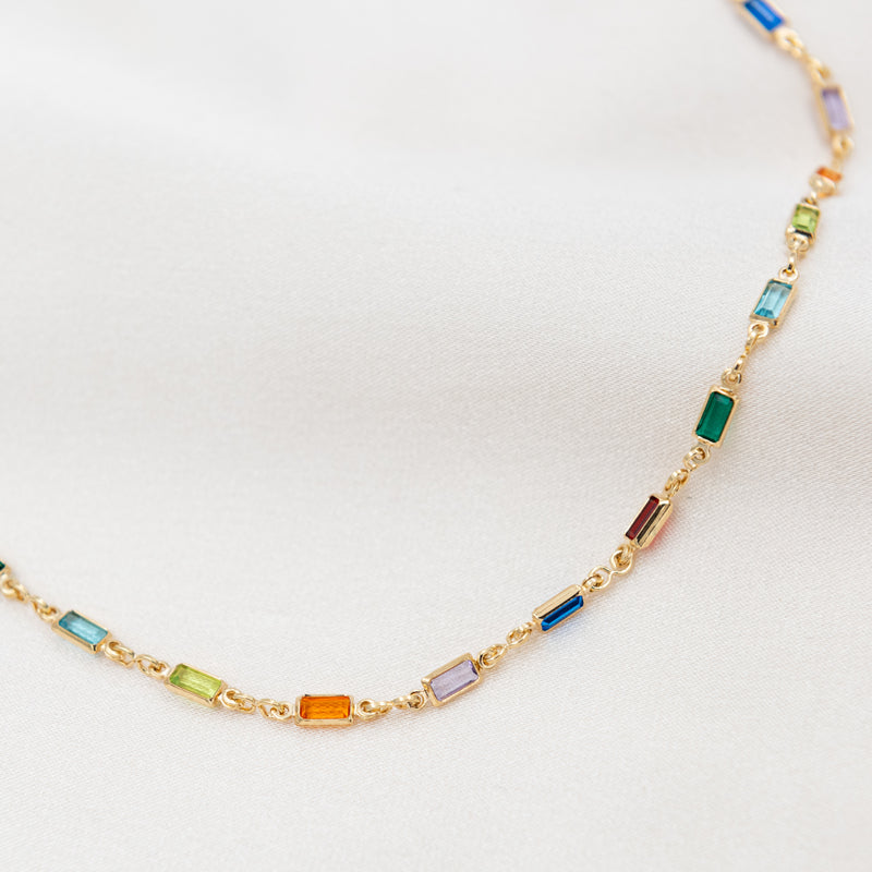 multi colour stone chain