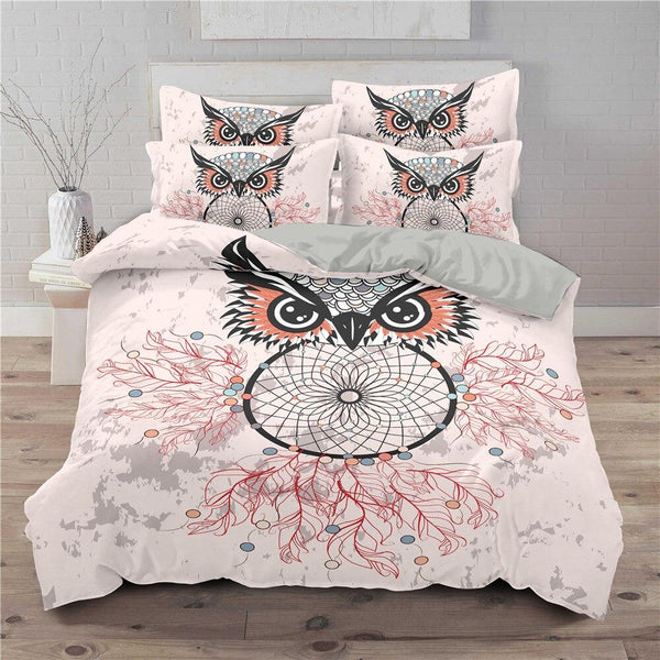 Housse de couette Attrape Rêves Hibou Rose Décoration Amerindienne Chic Bohème intérieur literie lit confort