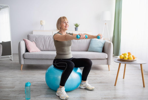 Woman exercising at home