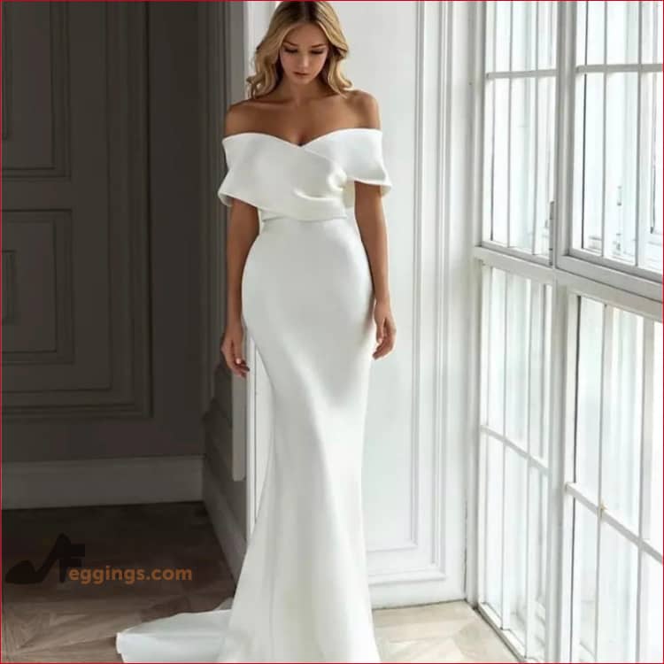 Off Shoulder Satin Mermaid Bridal Gown Wedding Dress – Feggings.com