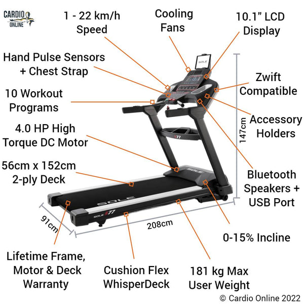 Sole S77 Treadmill Feature