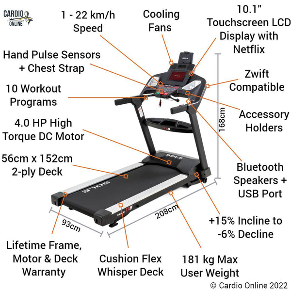 Sole TT8 Treadmill Features