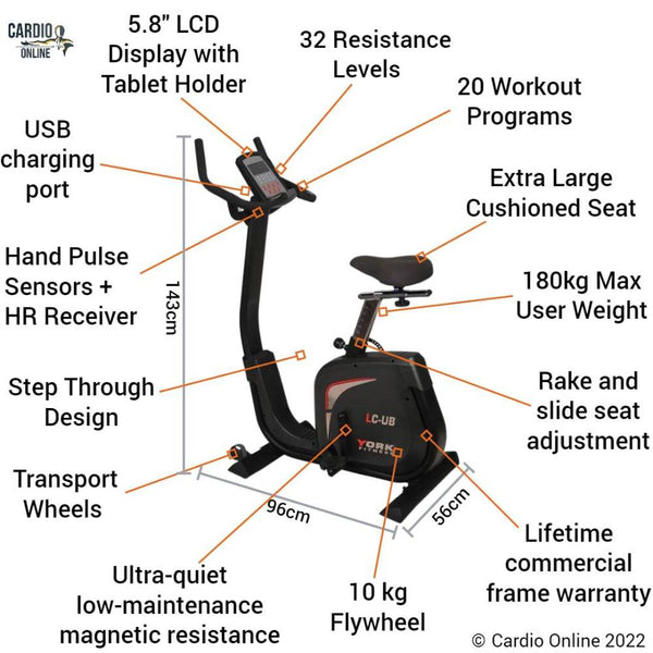 York LC-UB exercise Bike features