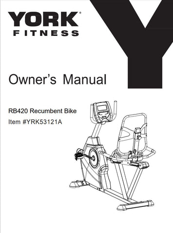 York RB420 Recumbent Bike Manual