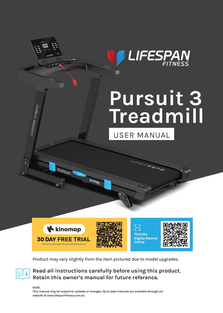 Lifespan Pursuit 3 Treadmill Manual
