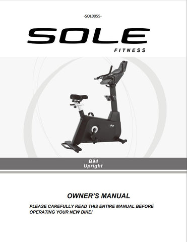 Sole B94 Exercise Bike Manual