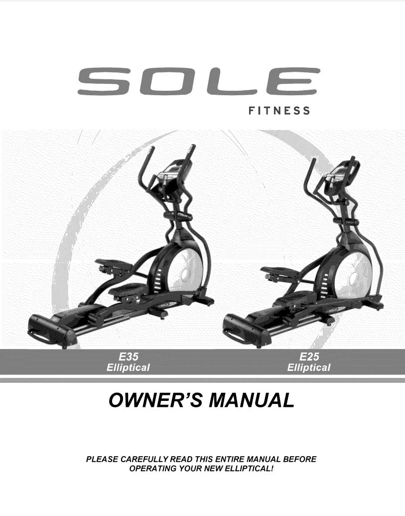 Sole E25 Elliptical user manual