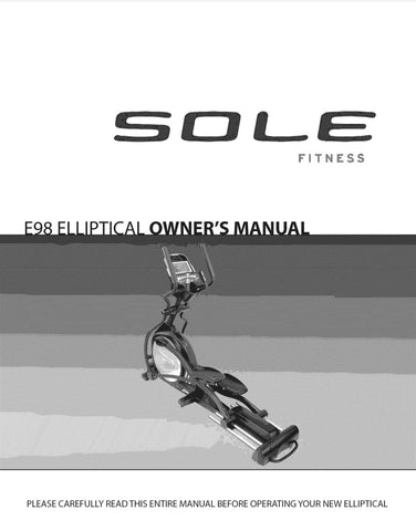 Sole E98 Cross Trainer Manual