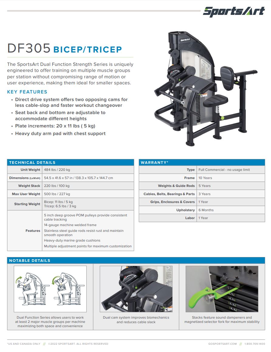 SportsArt DF305 Bicep/Tricep Brochure