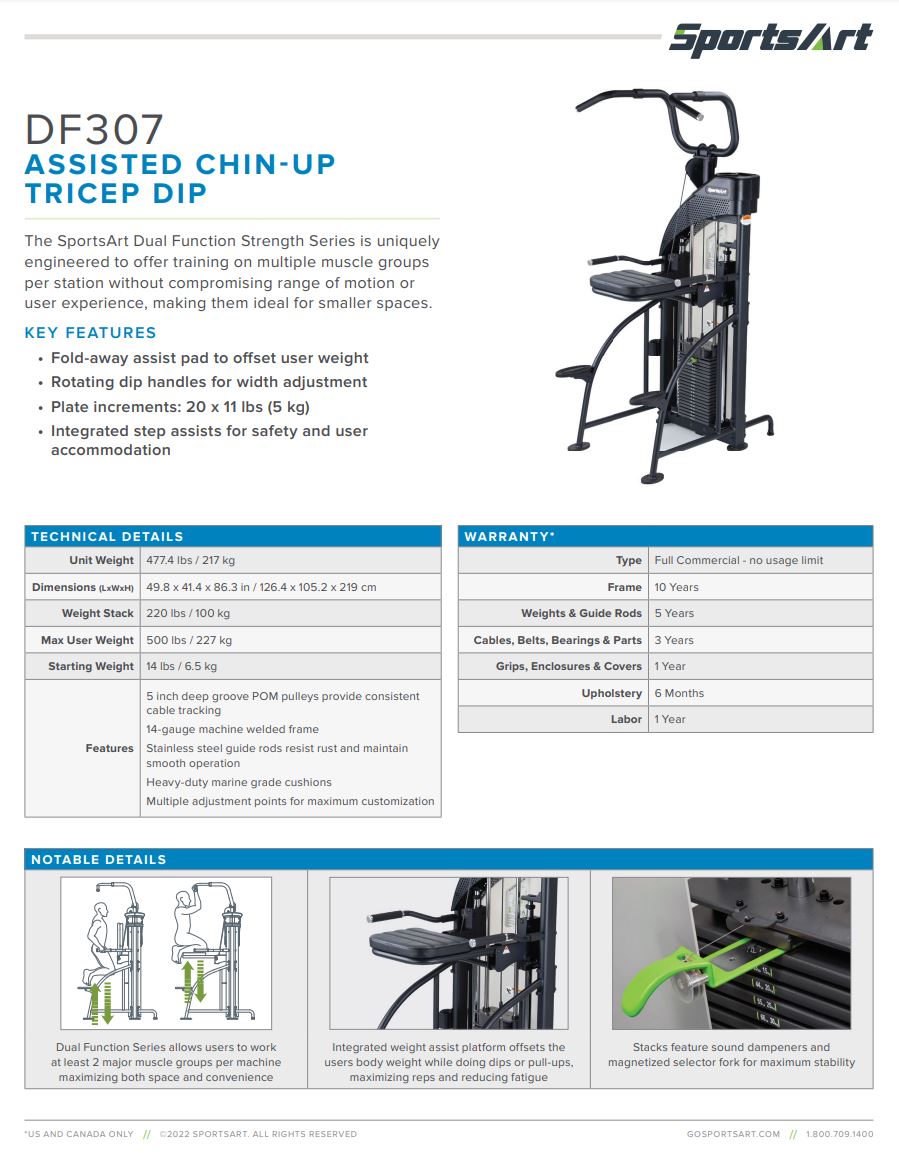 SportsArt DF307 Assisted Chin/Dip Brochure