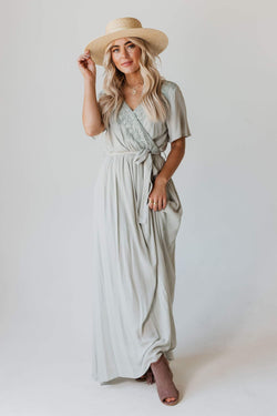sage maxi dress with sleeves