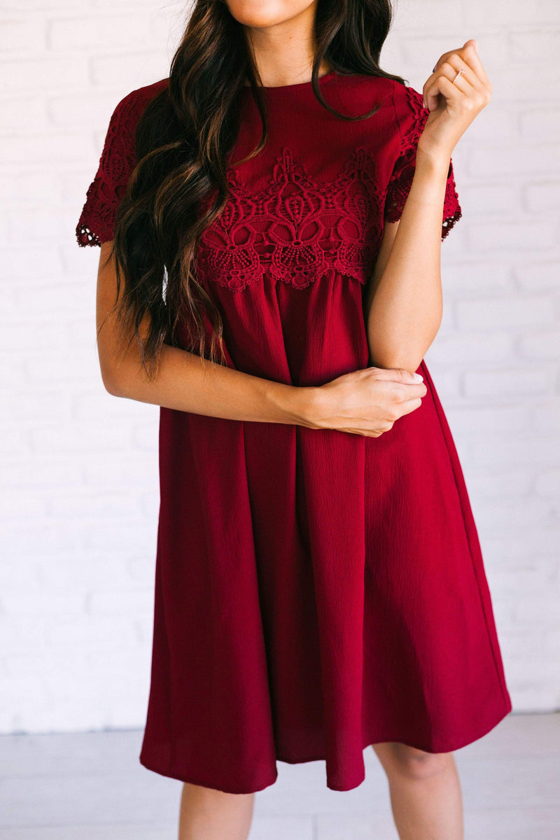 cranberry lace dress