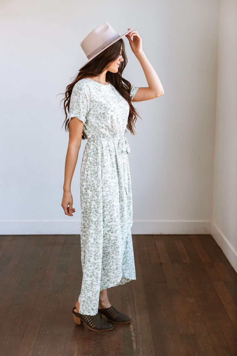 sage floral maxi dress