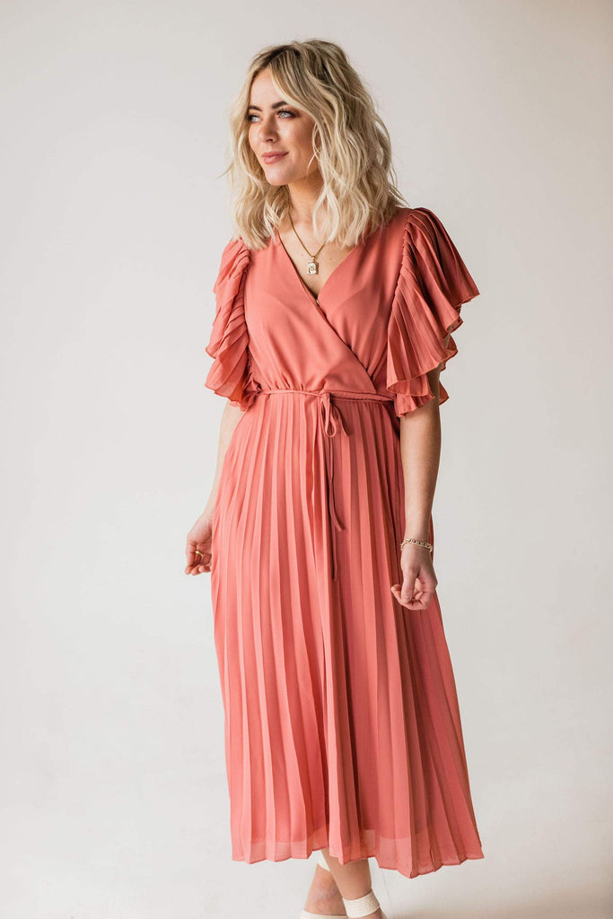 Ophelia Pleated Dress Mauve – Lucy Avenue