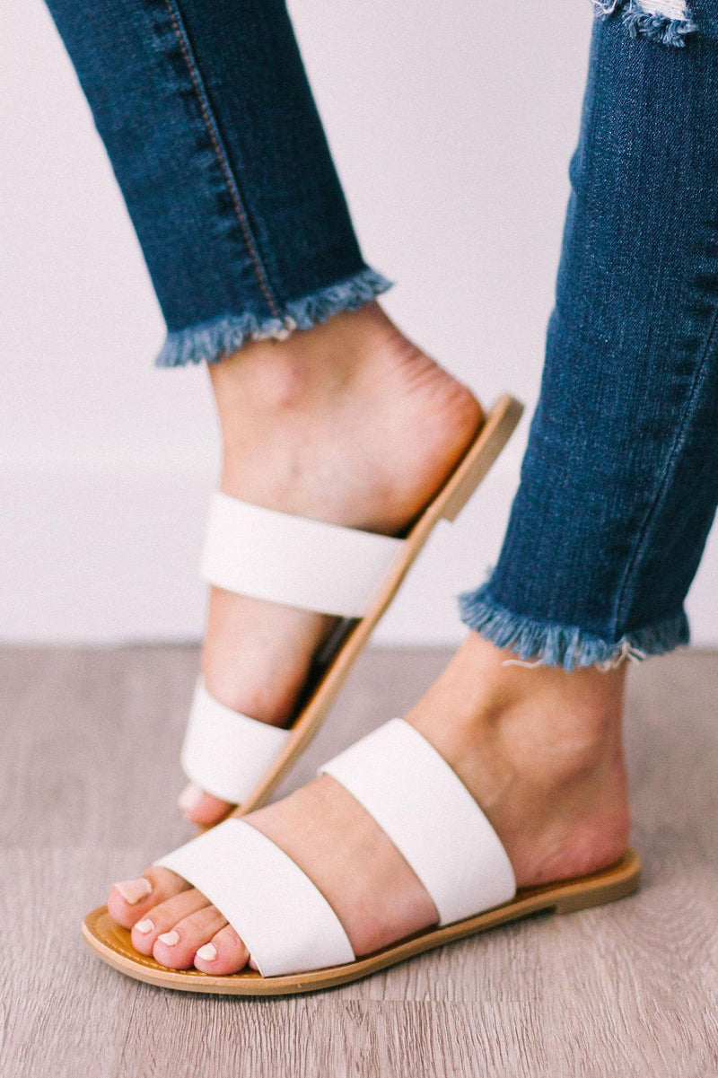 double strap sandals white
