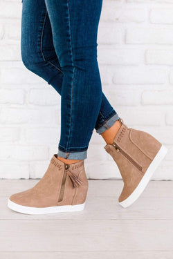 wedge sneakers taupe