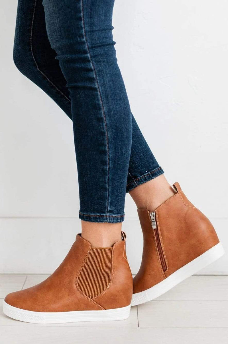 leather slip on wedge sneakers