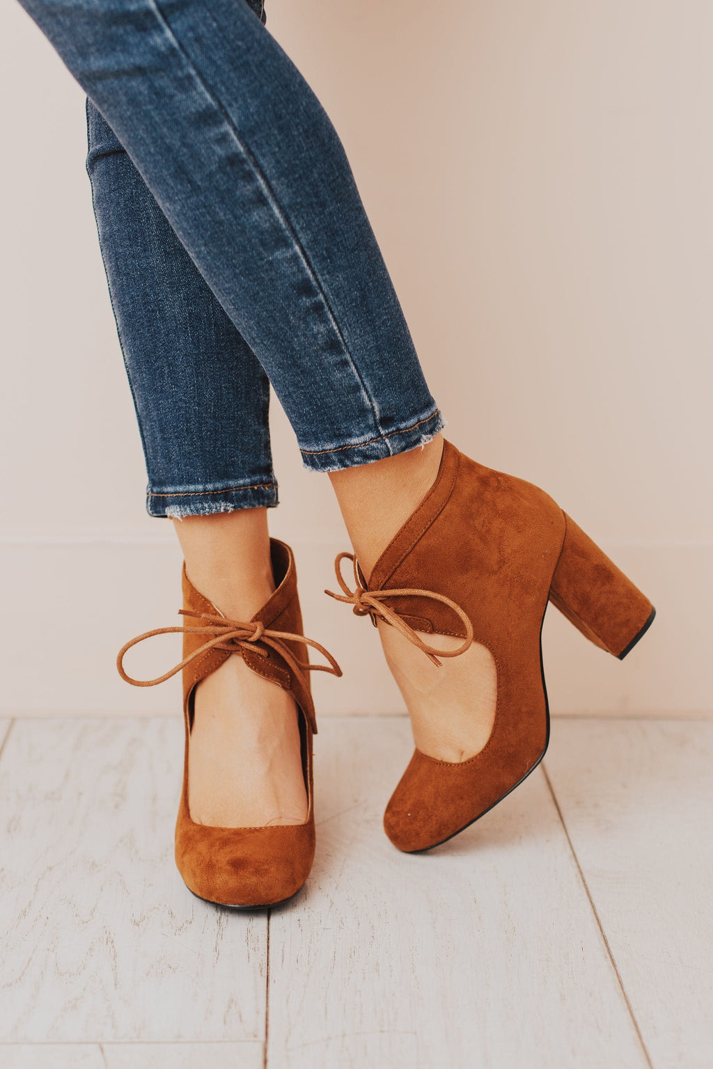 lace up camel heels