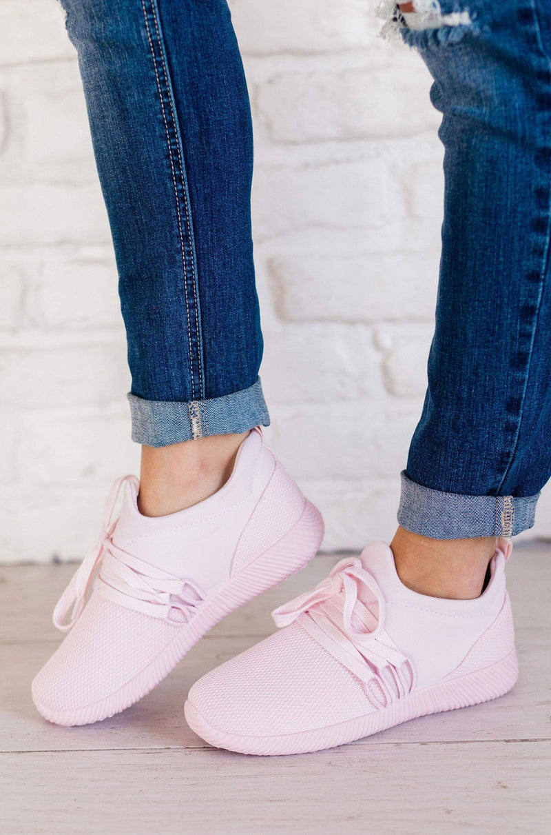 pink lace up sneakers