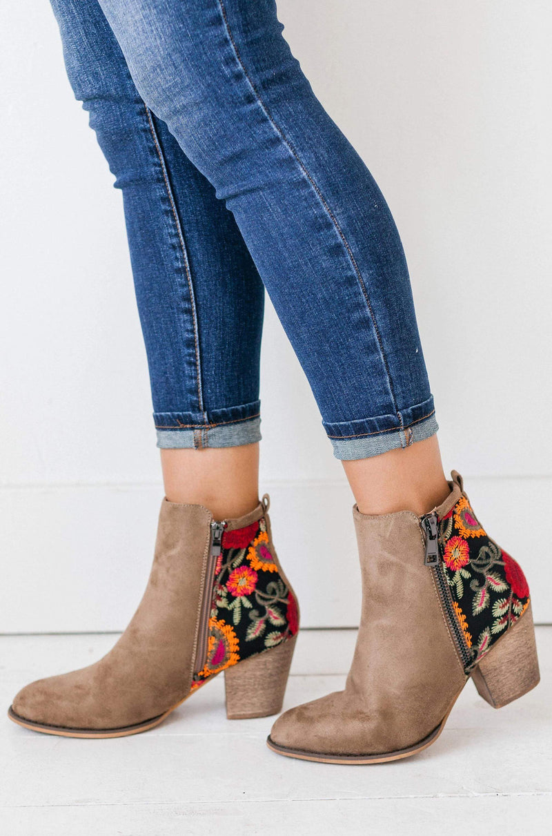 embroidered booties