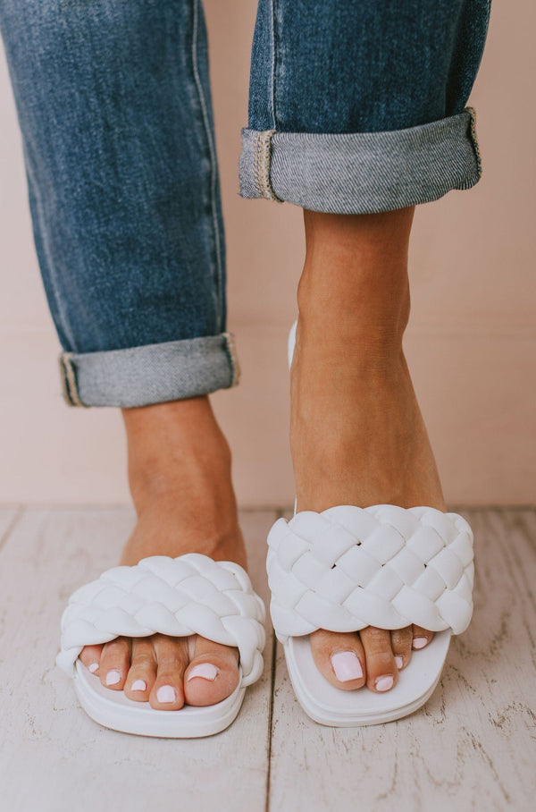 Shoes: Sandals Laylow Slide On Sandals White