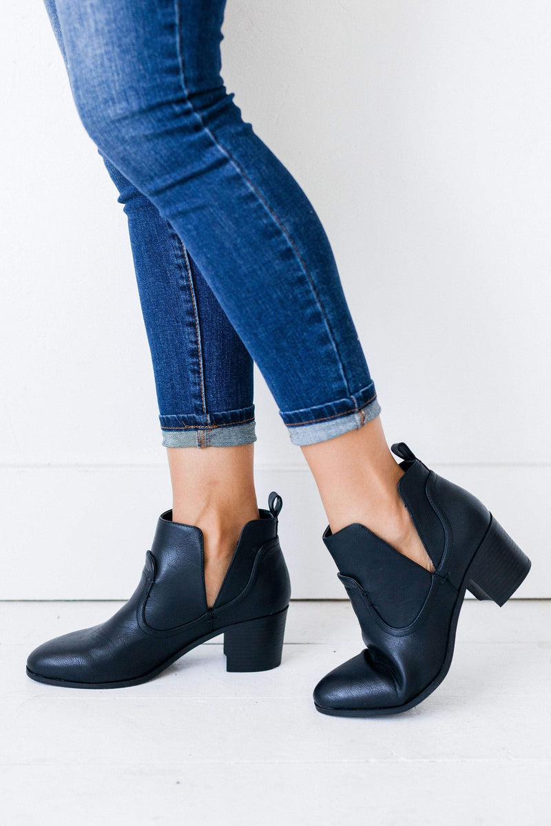 black booties side cut out