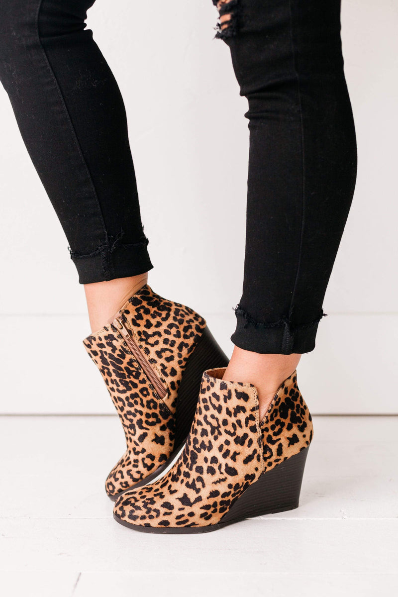 leopard wedge booties