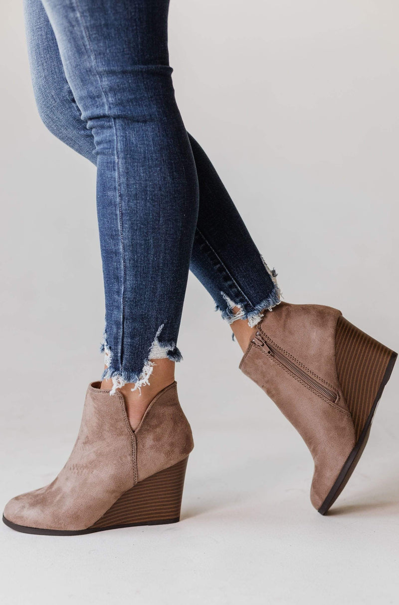 taupe wedge bootie