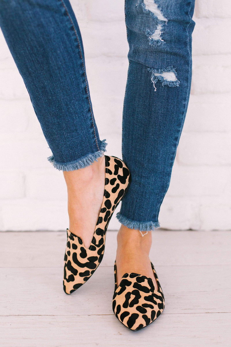 leopard slip on flats