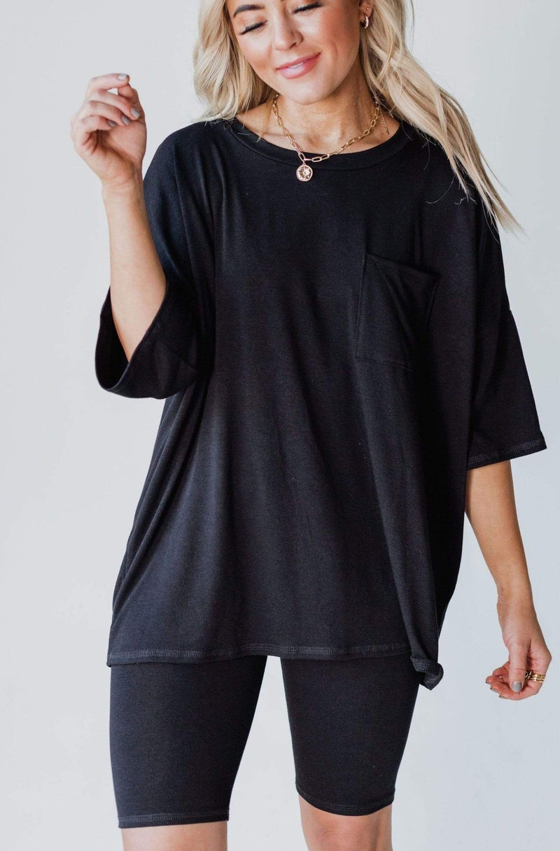 oversized tee with biker shorts