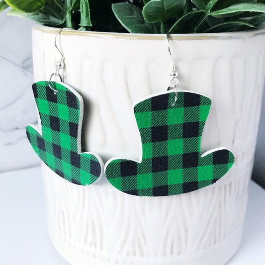 Fiona - Four Leaf Clover St Patricks Day Faux Leather Earrings