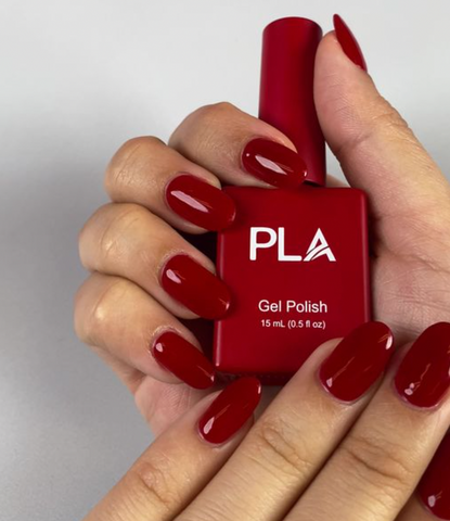 Red fall nails at PLA Inc. 