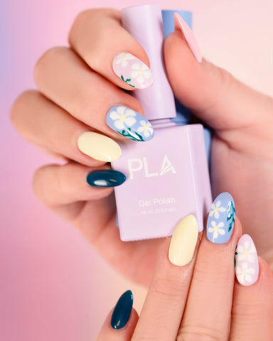 Flower nail design created with PLA Gel Nail Polish