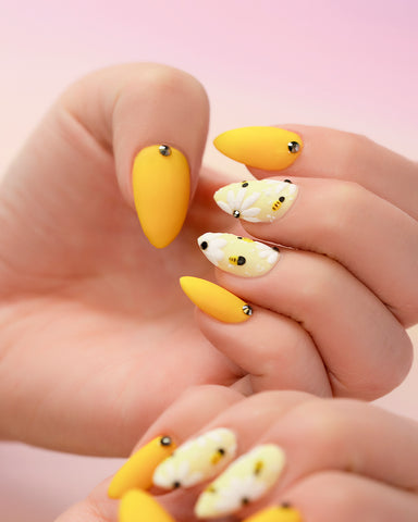 Bee nails made with PLA's Gel Nail Polishes
