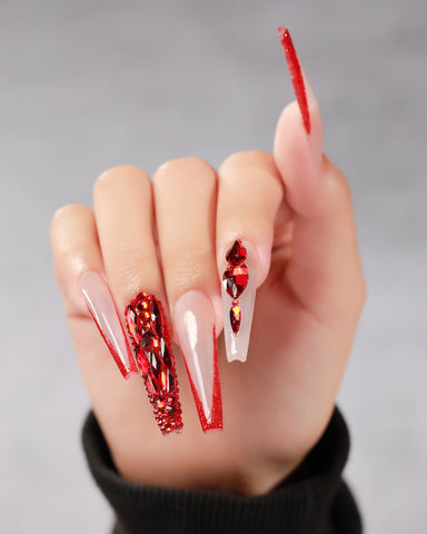 Valentine's Day Nails with Gems by PLA