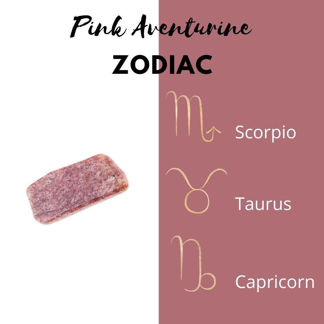 pink aventurine zodiac - scorpio, taurus, capricorn