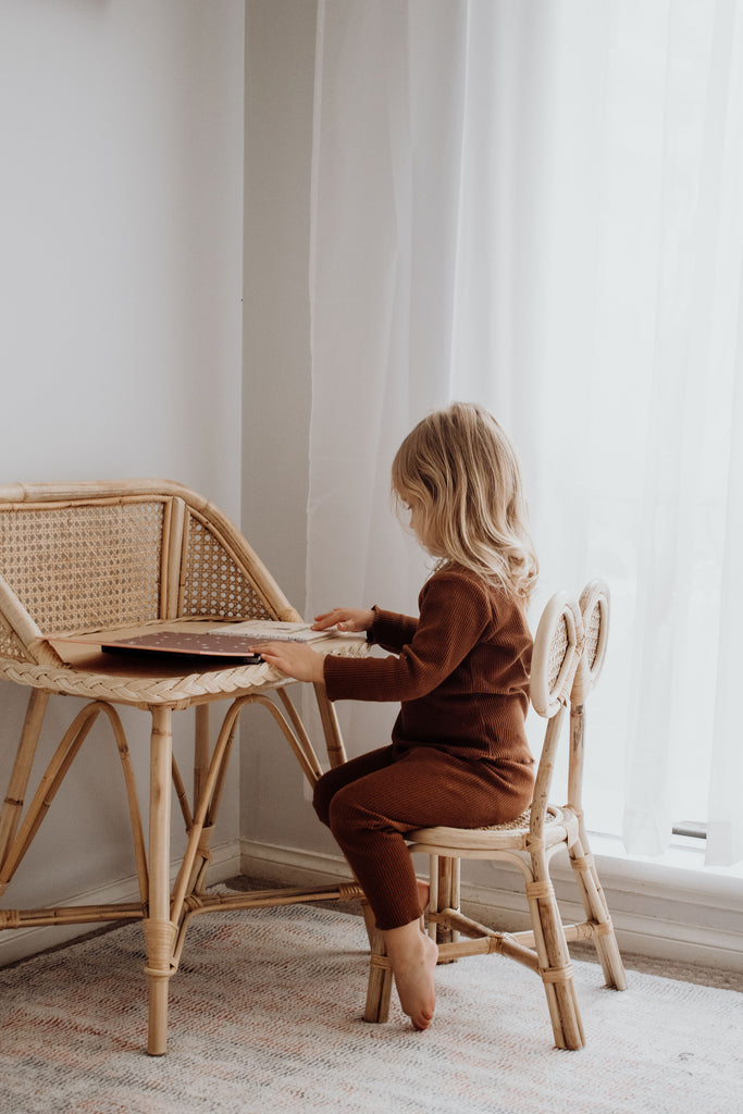 wicker desk and chair