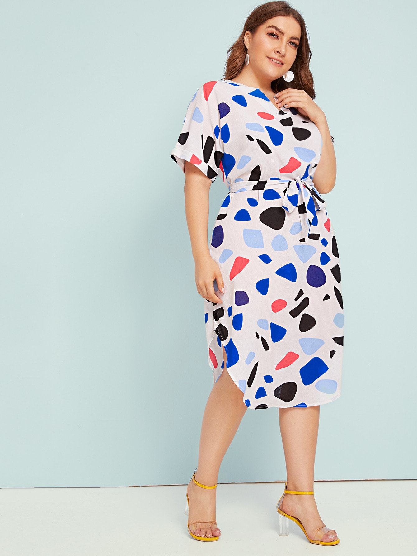 curved hem midi dress