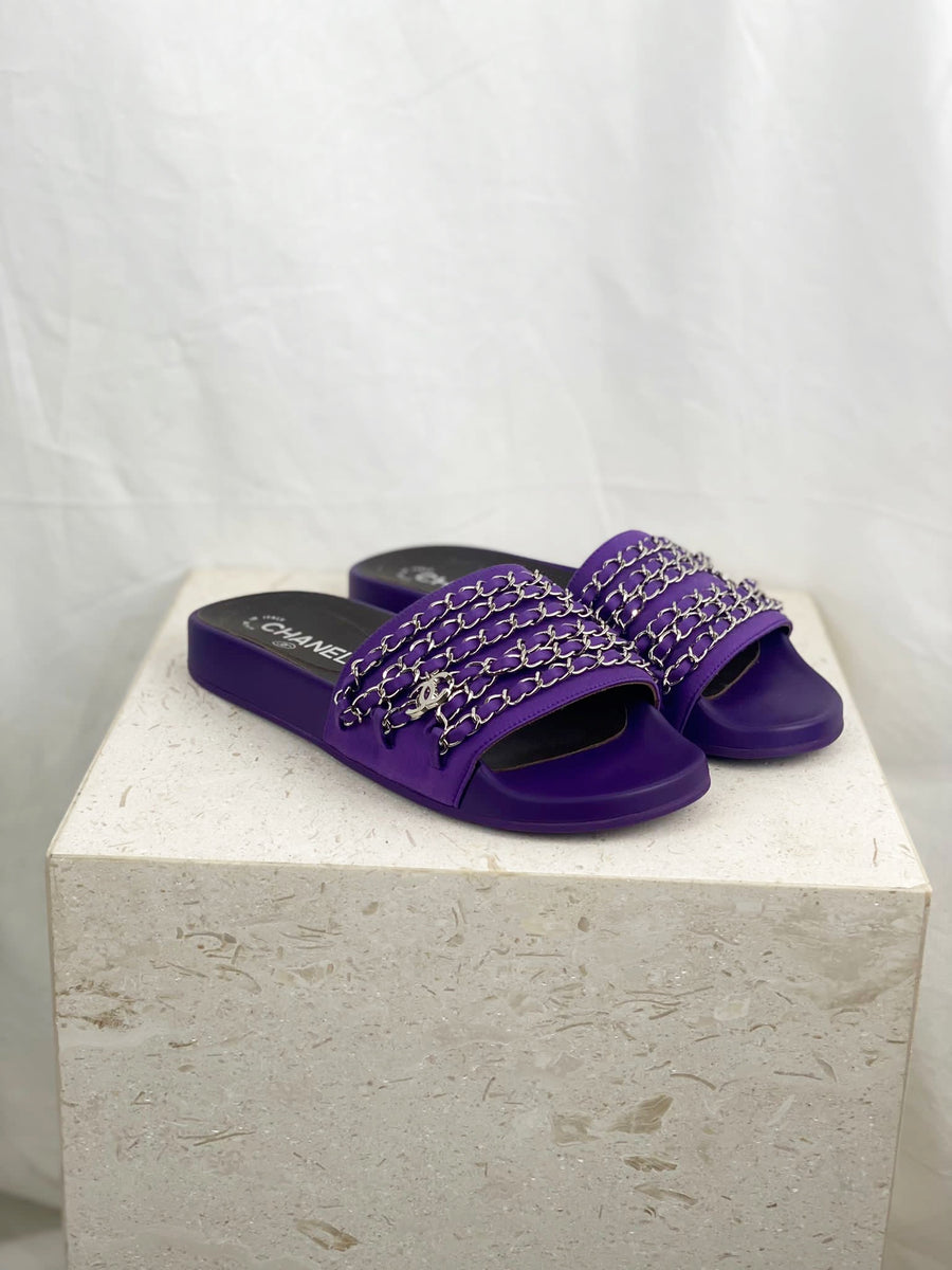 chanel purple slides