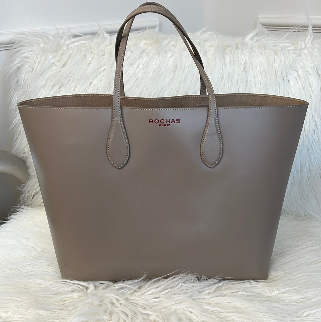 Rochas taupe leather tote with internal pouch