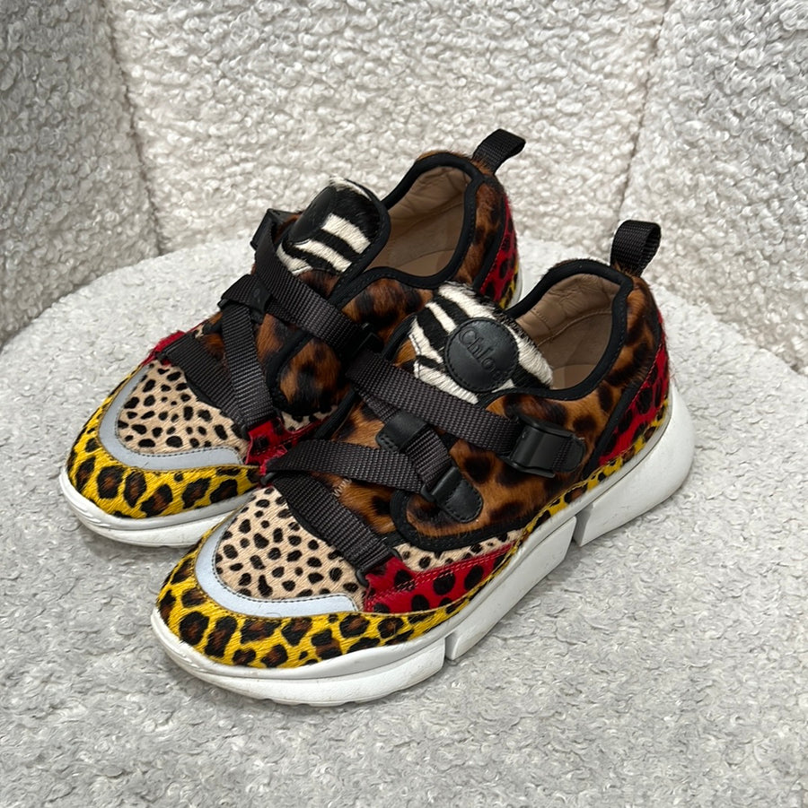 multi animal print sneakers