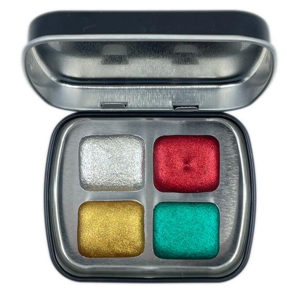 Jingle Bell set 4 Half Pan Handmade Mica Shimmer Metallic Watercolor P –  IUILE