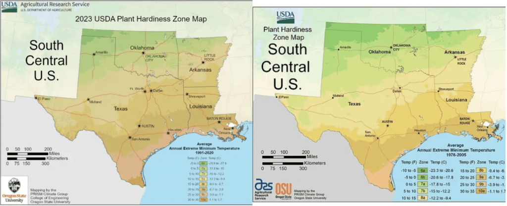 South Central U.S. 2023 USDA Plant Hardiness Map