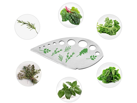 the Herb Stripper Tool with different types of greens and herbs that it can be used with