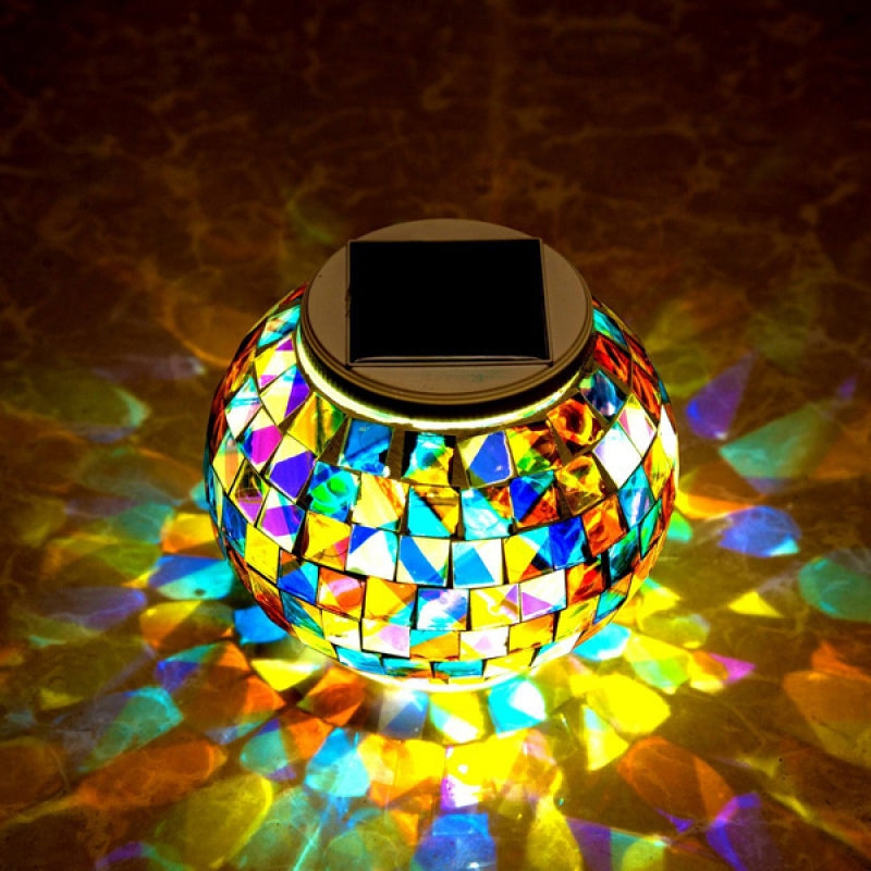 Garden Solar Power Mosaic Glass Ball Colorful LED Light 