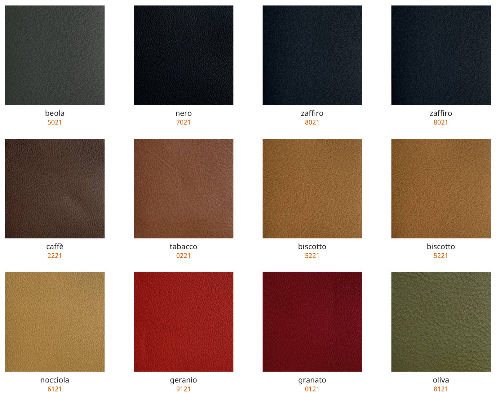 Leather swatches