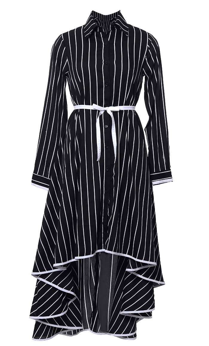 Black White Stripe Printed Tunic With Pockets – EastEssence.com