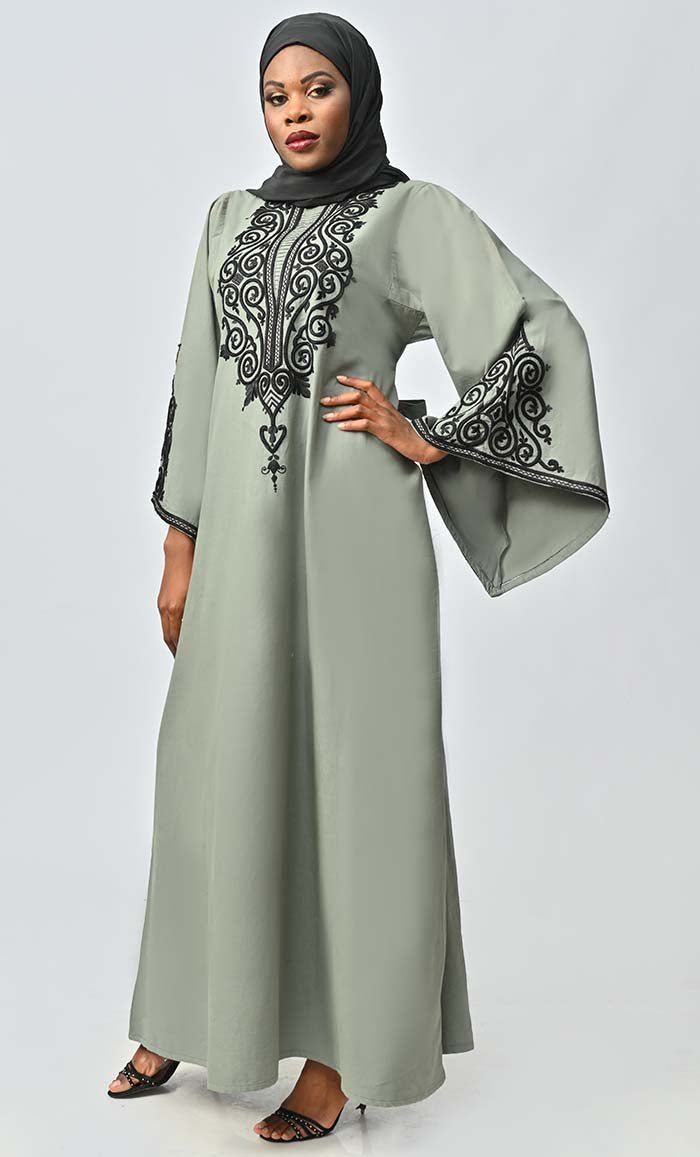 Arabic Women Beautiful Dori Work Detailing Abaya With Pockets ...